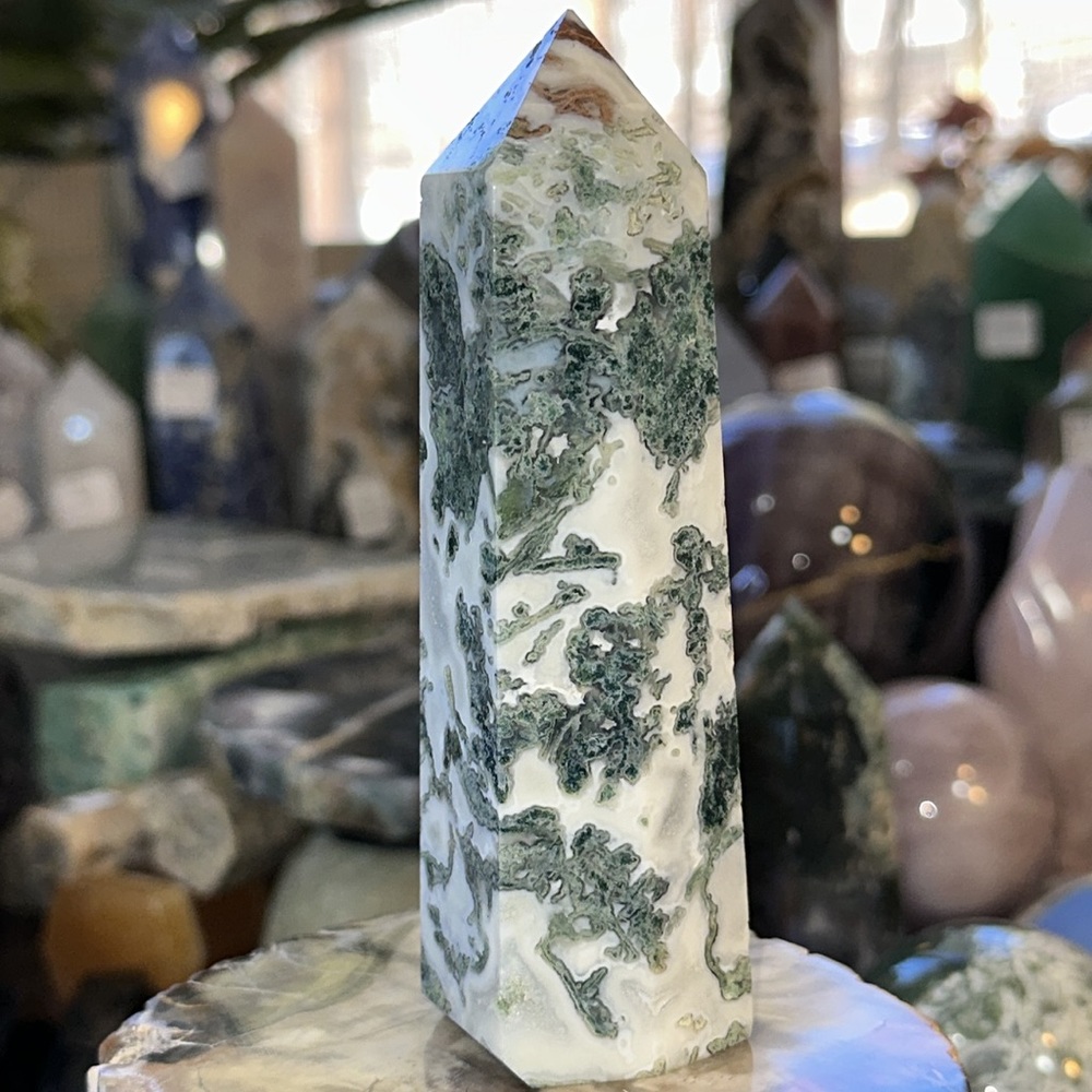 🔥SALE🔥 Moss Agate Crystal Tower With Druzy! - Picture 3 of 7